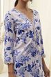 Blue and White Floral Printed Straight Kurta image number 1