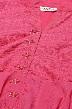 Pink Cotton Anarkali Solid Kurta Churidar Suit Set image number 1