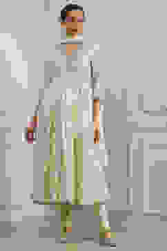 Off-White Cotton Foil Printed Anarkali Suit Set image number 6