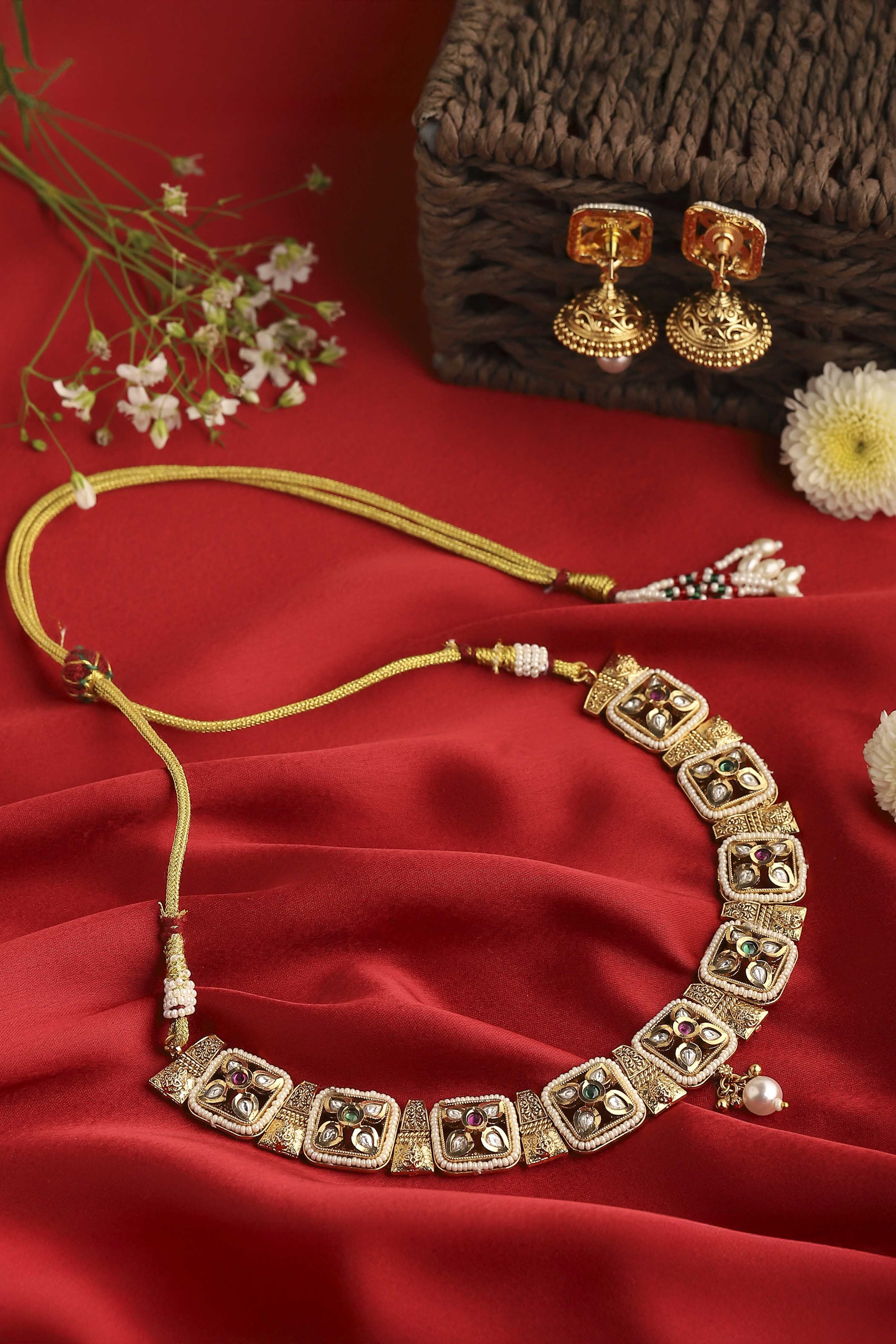 Green Pink Alloy Necklace Set image number 2