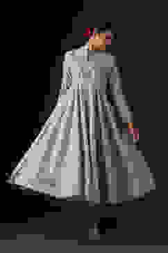 Rohit Bal Blue Cotton Silk Anarkali Embroidered Suit Set image number 10