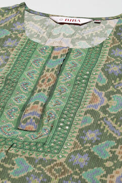 Green Poly Viscose Straight Printed Kurta image number 1