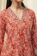Rust Printed Straight Short Kurta image number 1