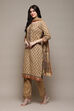 Coffee Brown Cotton Hand Embroidered Unstitched Suit Set