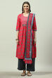 Red Cotton Straight Kurta Palazzo Suit Set image number 5