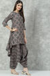 Ash  LIVA Asymmetric Printed Kurta Set image number 3