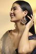 Peach Pearl Gold Plated Brass Chandbali image number 1