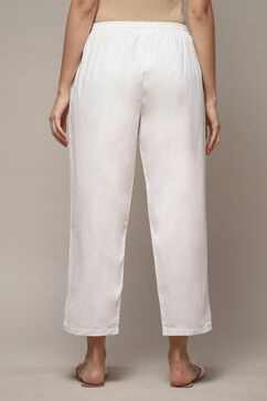 Off White Cotton Straight Pant image number 4