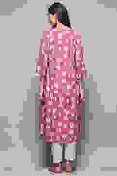 Purple Rayon Flared Yarndyed Kurta image number 3