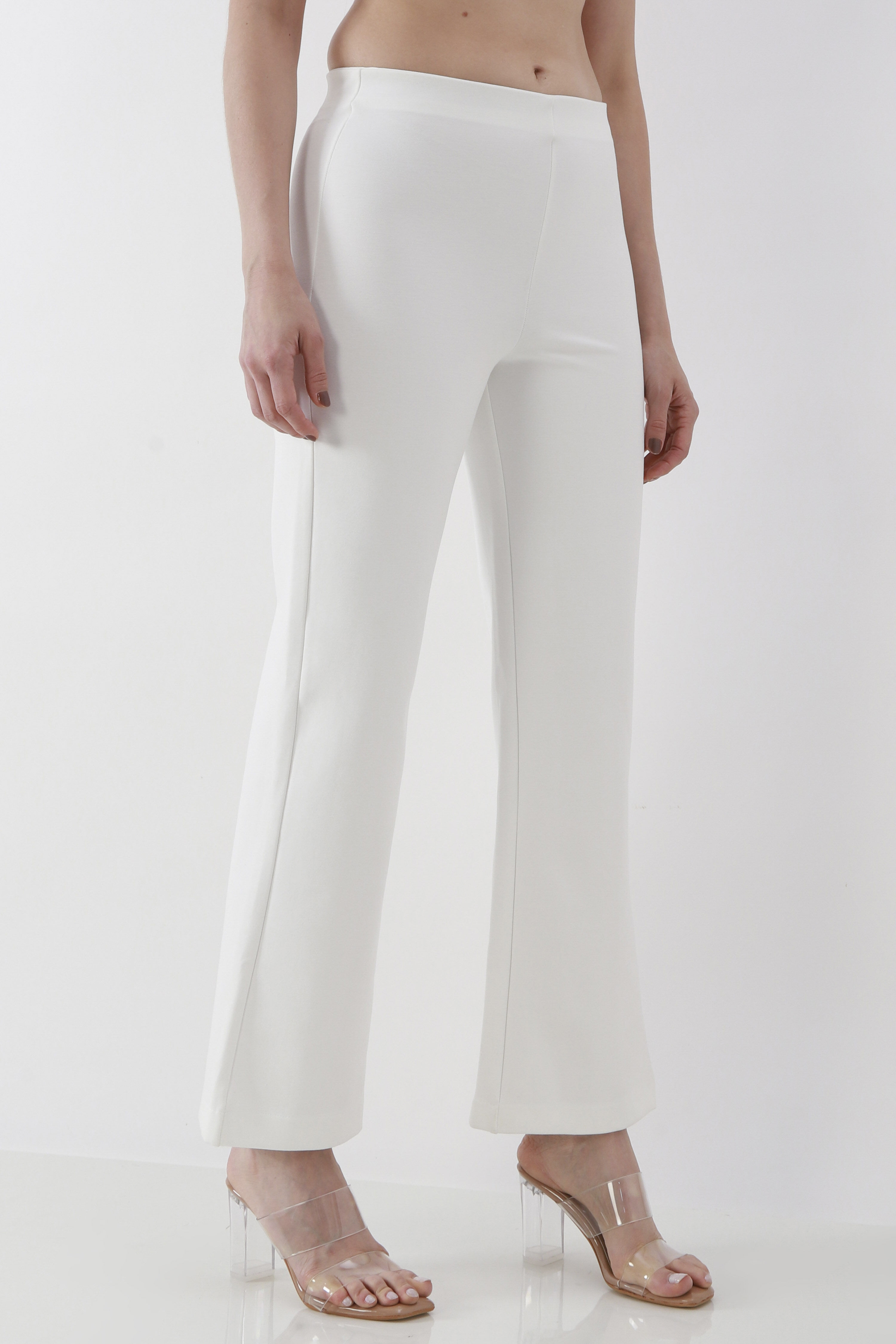 White Solid Flared Pants image number 3