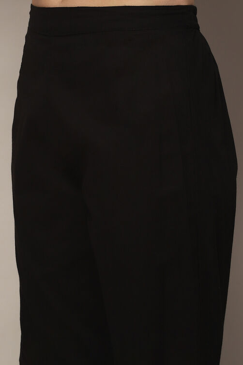 Black Cotton Unstitched Suit set image number 3