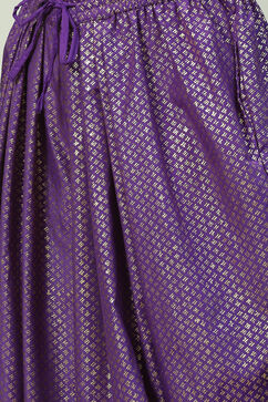 Purple Art Silk Asymmetric Kurta Dhoti Salwar Suit Set image number 2
