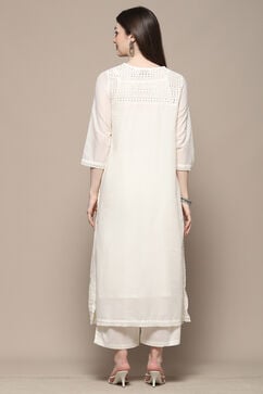 Off White Cotton Anarkali Suit Set image number 5