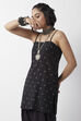 Black Cotton Printed Sleeveless Short Kurti image number 3