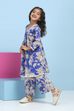 Blue Cotton Printed Gathered Suit Set image number 3