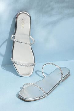 Silver Embellished Slip-Ons image number 0