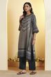 Black Cotton Straight Kurta image number 2