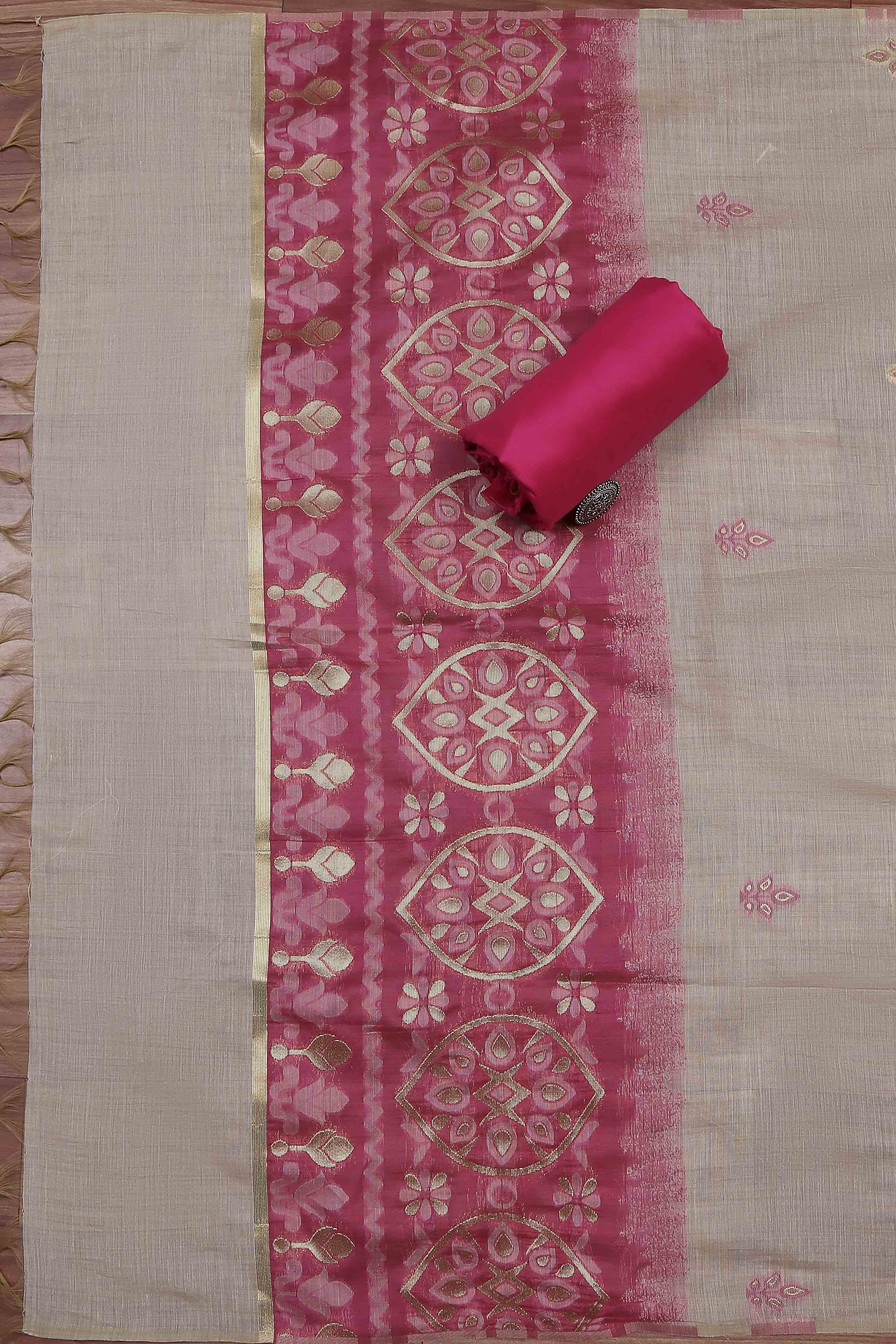 Blue Cotton Jamdani Unstitched Suit Set image number 3