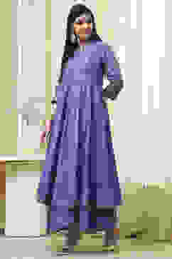 Lavender Cotton Layered Anarkali Dress image number 1