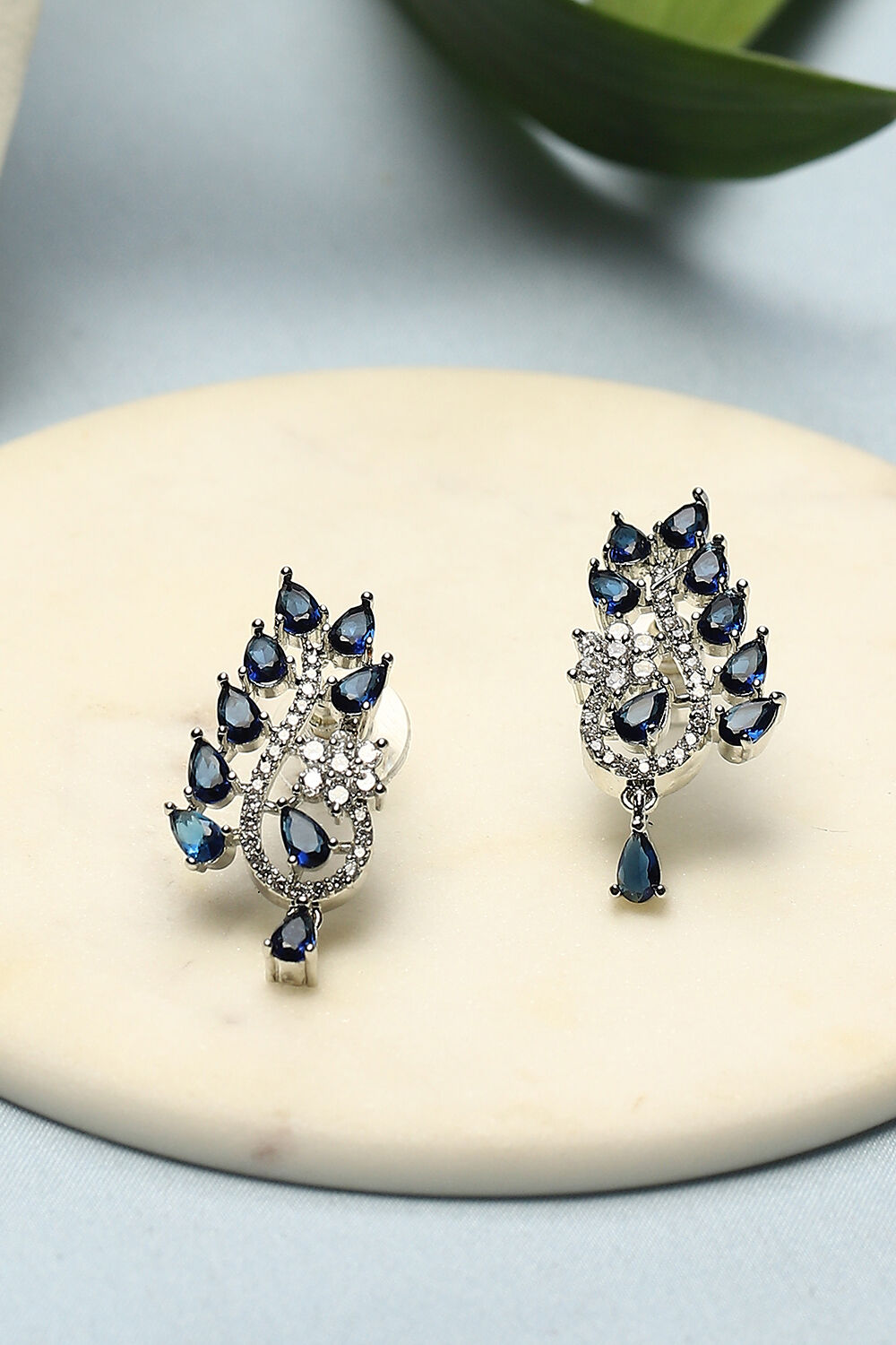 Navy Blue Brass earrings image number 0