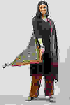 Navy LIVA A-Line Kurta Palazzo Suit Set image number 0