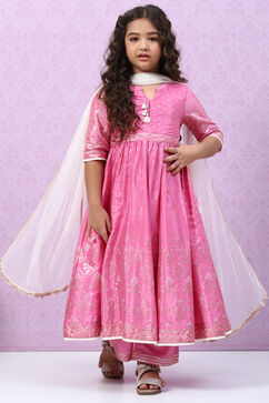 Pink Viscose Anarkali Straight Kurta Palazzo Suit Set image number 5