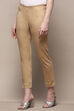 Beige Cotton Blend Slim Pant image number 2