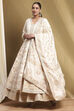 Off-white Brocade Anarkali Suit Set image number 0