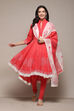 White Cotton Asymmetric Anarkali & Churidar Suit Set image number 7