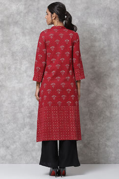 Plum Straight Acrylic Kurta image number 4