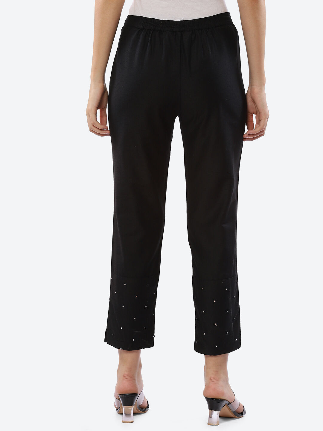 Black Poly Viscose Pants image number 4