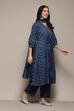 Indigo Cotton Gathered Kurta Palazzo Suit Set image number 6