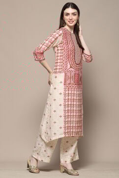 Beige Rayon Asymmetric Kurta & Palazzo Suit Set image number 5