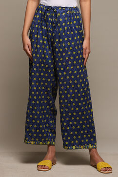 Navy Rayon Straight Palazzo image number 5