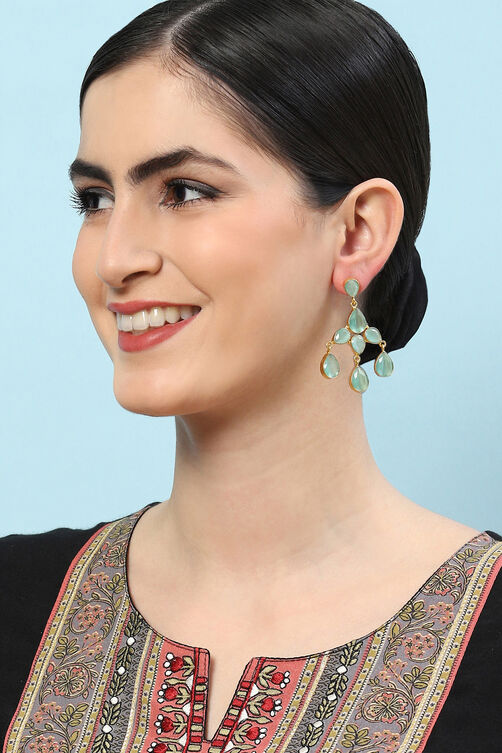 Mint Green Brass Earrings image number 3