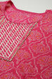 Pink Cotton Hand Block Print Unstitched Suit Set image number 2