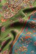 Teal & Red Printed Straight Cotton Silk Kurta Set image number 3