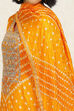 Orange Silk Blend Bandhej Crinkled Unstitched Suit Set image number 2