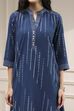 Blue Cotton Ikat Straight Kurta image number 1