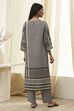 Black and Beige Printed Straight Kurta Set image number 4