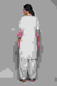 Off White Cotton Blend Straight Yarndyed 2 Piece Set image number 5