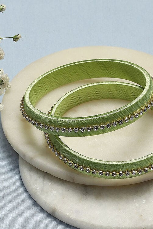 Green Plastic & Thread Bangles image number 1