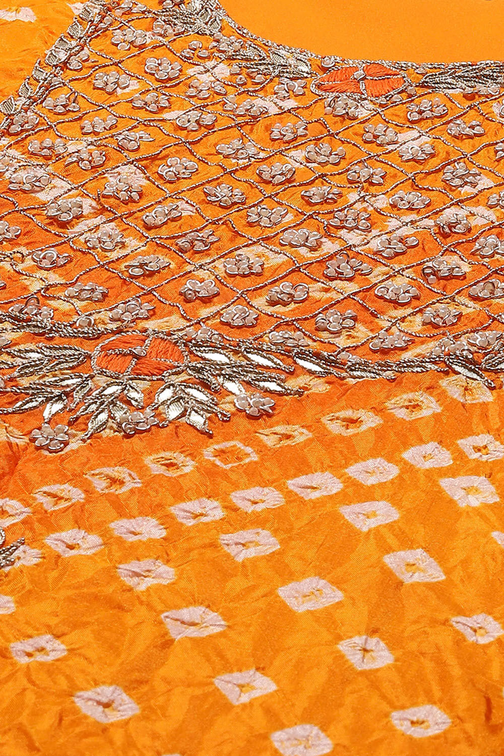 Orange Silk Blend Unstitched Suit set image number 2