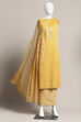 Mustard Yellow Cotton Printed Unstitched Suit Set image number 0