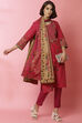 Fuchsia Cotton Straight Suit With Reversible Dupatta image number 7