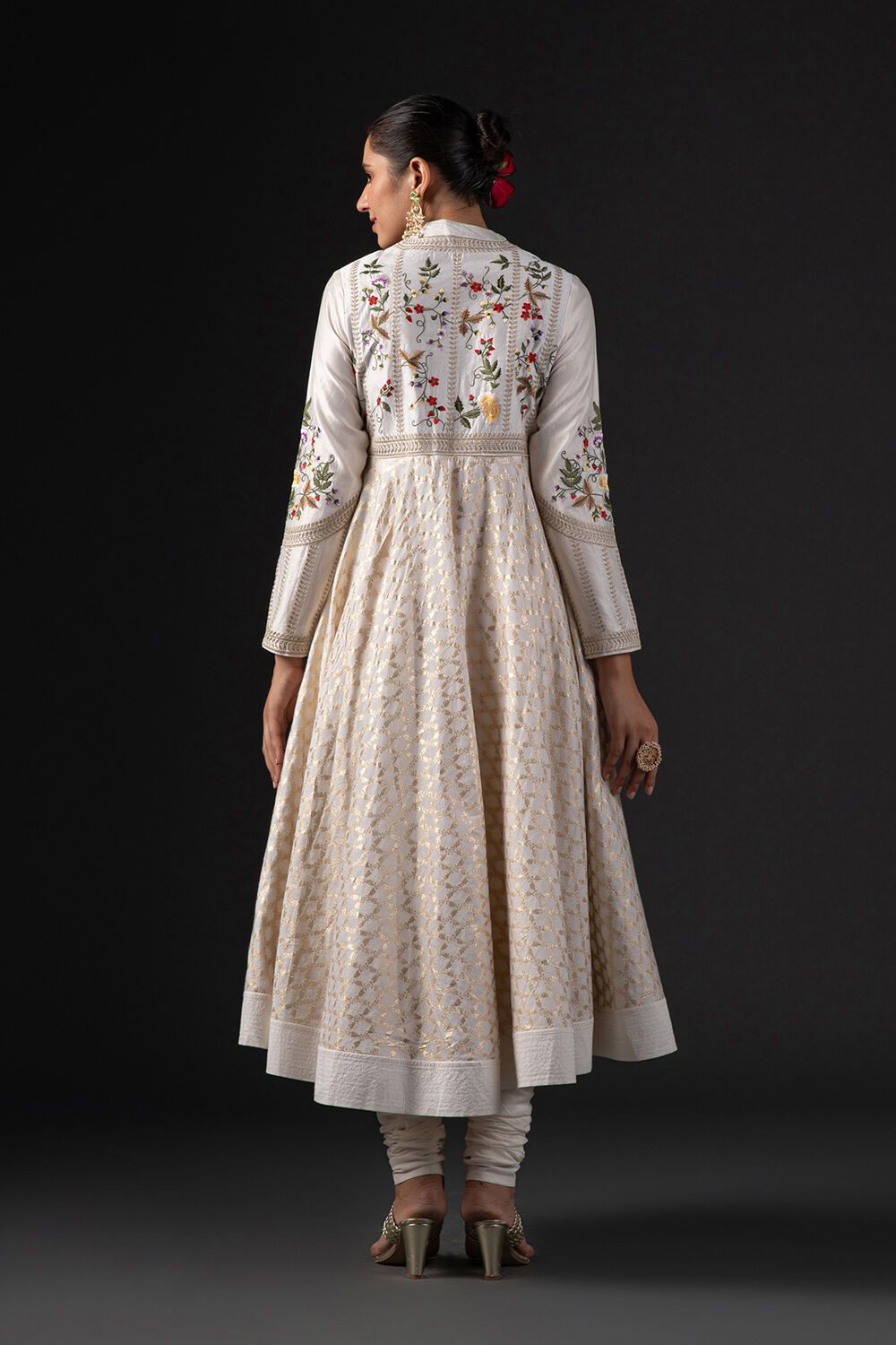 Rohit Bal Off White Cotton Silk Anarkali Embroidered Suit Set image number 5