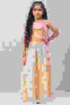 Off White Art Silk Layered Lehenga Set image number 0