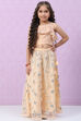 Peach Art Silk Layered Lehenga Set image number 0