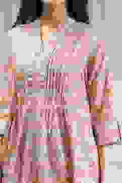 Coral Cotton Printed A-Line Kurta image number 1