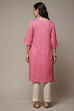 Pink Viscose Straight Printed Kurta image number 2